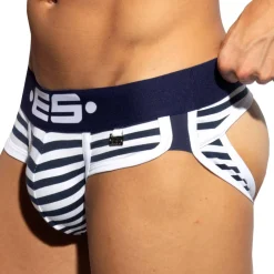 ES Collection Slips Sexy-Slip Empty Bottom Double Side Coton Marinière