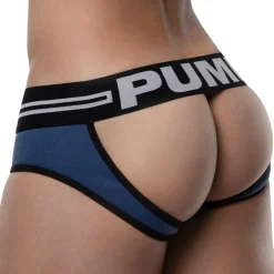 Pump! Slips Sexy|Sous-Vêtements Sport-Slip Empty Bottom Round2 Bleu