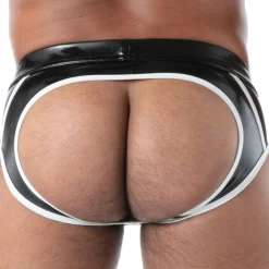 TOF Paris Slips Sexy-Slip Empty Bottom Zippé en Latex Seconde Peau Noir