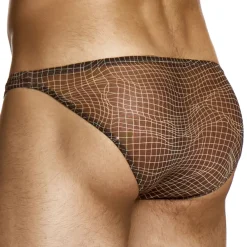 Modus Vivendi Slips Sexy-Slip Low Cut Abstract Résille Marron