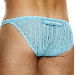 Modus Vivendi Slips Sexy-Slip Low Cut Striped Crochet Bleu Clair