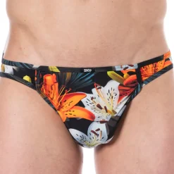SKU Poche Ergonomique|Mini Slips-Slip Microfibre Tropical Summer Noir