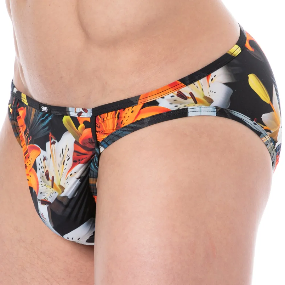 SKU Poche Ergonomique|Mini Slips-Slip Microfibre Tropical Summer Noir