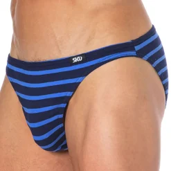SKU Mini Slips|Slips-Slip Mini Coton Rayure Bleu - Noir