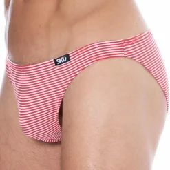 SKU Mini Slips|Slips-Slip Mini Coton Rayure Rouge - Blanc