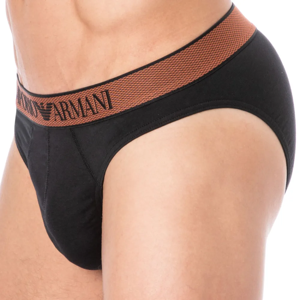 Emporio Armani Slips-Slip Shiny Logoband Coton Noir