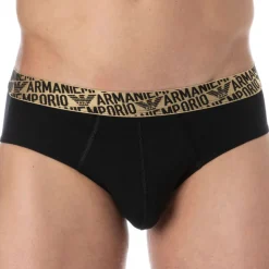 Emporio Armani Slips-Slip Shiny Logoband Coton Noir