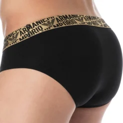 Emporio Armani Slips-Slip Shiny Logoband Coton Noir