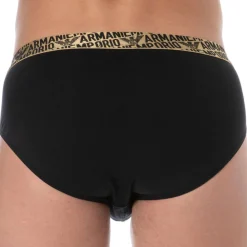 Emporio Armani Slips-Slip Shiny Logoband Coton Noir