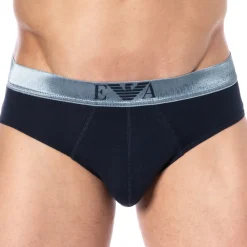 Emporio Armani Slips-Slip Shiny Logoband Marine