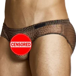 Modus Vivendi Slips Sexy-Slip Super Low Rise Abstract Résille Marron