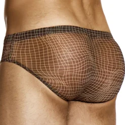 Modus Vivendi Slips Sexy-Slip Super Low Rise Abstract Résille Marron