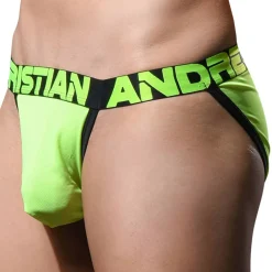 Andrew Christian Poche Ergonomique|Sous-Vêtements Sport-Slip Tanga Almost Naked Moisture Control Jaune Fluo