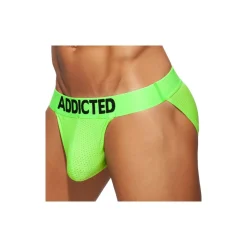 Addicted Slips Sexy|Push Up-Slip Tanga Cockring Mesh Neon Vert Fluo