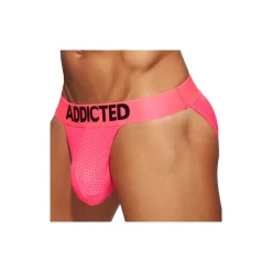 Addicted Slips Sexy|Push Up-Slip Tanga Cockring Mesh Neon Rose Fluo