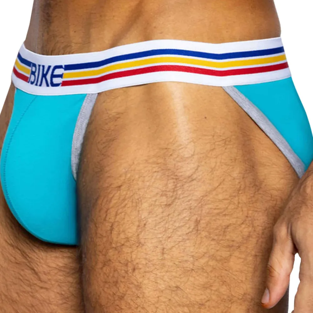 Bike Slips Tanga|Slips-Slip Tanga Coton Bleu Turquoise