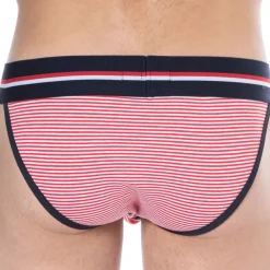SKU Slips Tanga|Slips-Slip Tanga Coton Rayure Rouge - Blanc