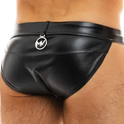 Modus Vivendi Slips Sexy-Slip Tanga Leather Simili-Cuir Noir