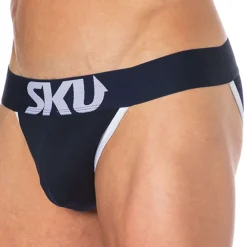 SKU Slips Tanga|Slips-Slip Tanga Logo Coton Bleu Marine