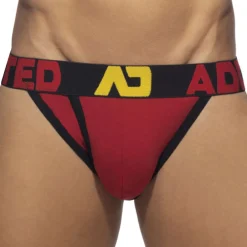 Addicted Slips Tanga|Slips-Slip Tanga Open Fly Coton Rouge - Noir