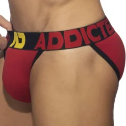 Addicted Slips Tanga|Slips-Slip Tanga Open Fly Coton Rouge - Noir