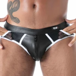 TOF Paris Slips Sexy-Slip Zippé Empty Bottom Kinky Noir - Blanc