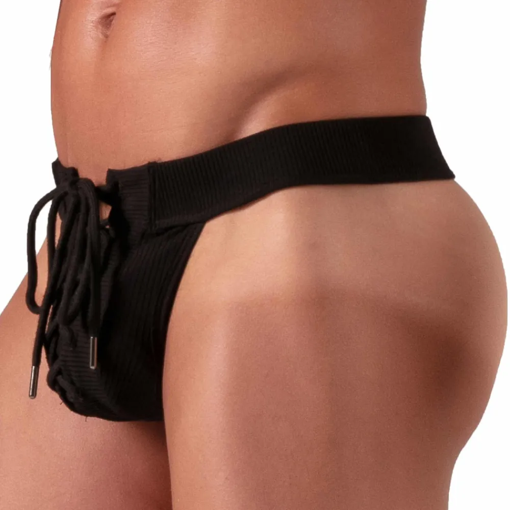 Absolu Male Strings-String à Lacet Noir