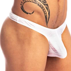 L'Homme invisible Strings-String Bikini Plissé Blanc