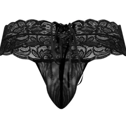CandyMan Strings-String Dentelle à Lacets Noir