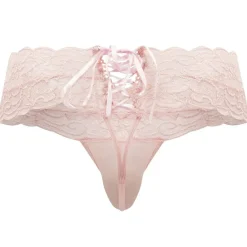 CandyMan Strings-String Dentelle à Lacets Rose