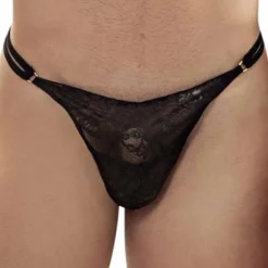 CandyMan Strings-String Dentelle Double Ficelle Noir