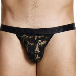 Modus Vivendi Strings-String Dentelle Florale Noir
