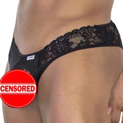 CandyMan Strings-String en Dentelle à Lacets Noir