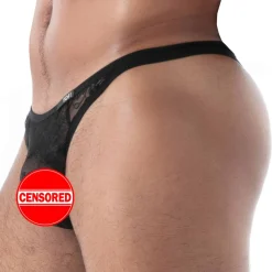 TOF Paris Strings-String en Dentelle Fluide Noir