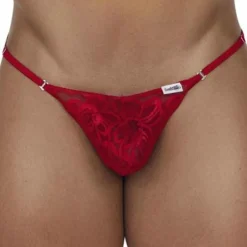 CandyMan Strings-String Ficelle Dentelle Rouge