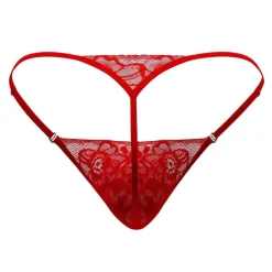CandyMan Strings-String Ficelle Dentelle Rouge