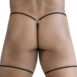 CandyMan Strings-String Jarretière avec Chaînettes Noir