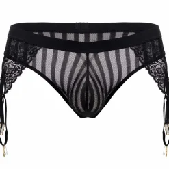 CandyMan Strings-String Jarretière Dentelle Noir