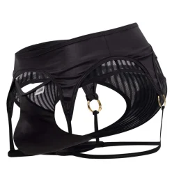 CandyMan Strings-String Jarretière Rayé Noir