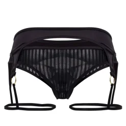 CandyMan Strings-String Jarretière Rayé Noir