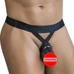 CandyMan Strings-String Jock Mesh Noir