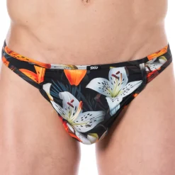 SKU Strings|Poche Ergonomique-String Microfibre Tropical Summer Noir