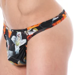 SKU Strings|Poche Ergonomique-String Microfibre Tropical Summer Noir