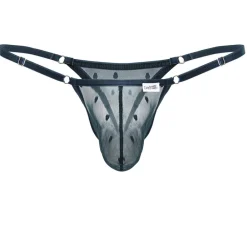 CandyMan Strings-String Résille à Pois Vert