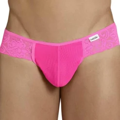 CandyMan Strings-String Résille Dentelle Florale Rose
