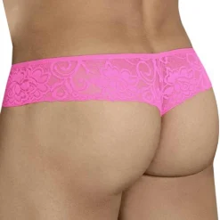 CandyMan Strings-String Résille Dentelle Florale Rose