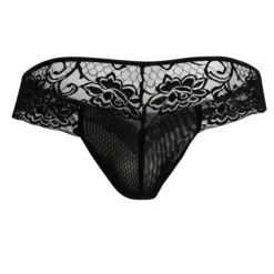 CandyMan Strings-String Résille Dentelle Florale Noir