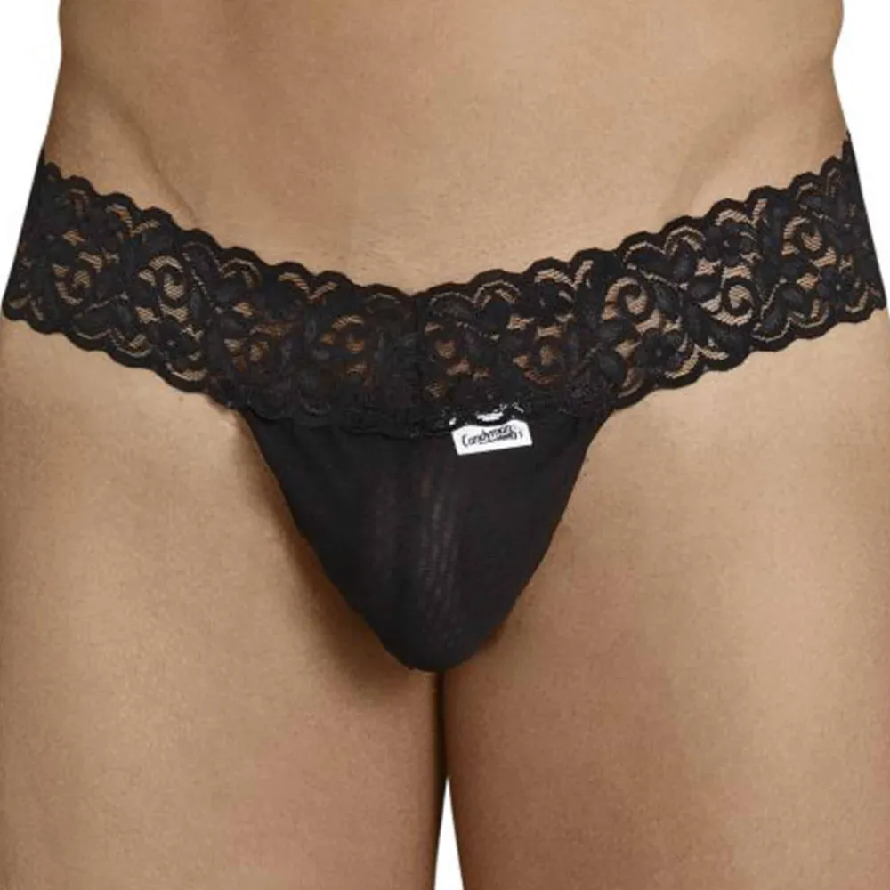 CandyMan Strings-String Résille Dentelle Noir