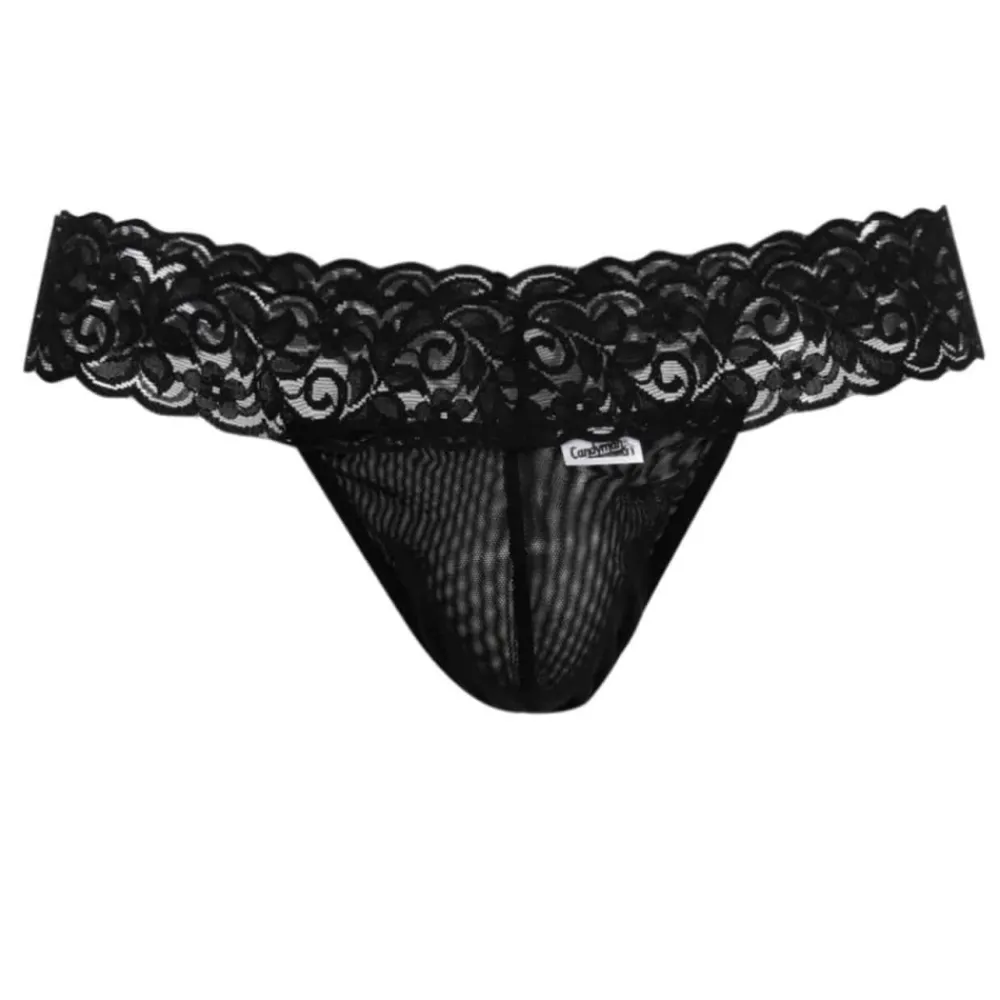 CandyMan Strings-String Résille Dentelle Noir