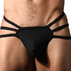 Andrew Christian Strings|Poche Ergonomique-String Spider Almost Naked Martel Mesh Noir